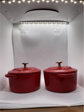 Lodge Red Enameled Cast mini Iron Dutch Oven Set with Lids
